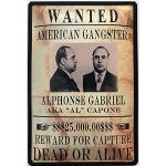 Cartel de chapa de 20 x 30 cm, curvado, con texto "Wanted Al Capone Mafia Dead Or Alive"