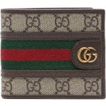 Billetera marrones de lona plegables vintage con logo Gucci Ophidia para hombre 