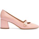 Zapatos rosas de cuero de tacón con tacón cuadrado con botones Casadei con perlas talla 36,5 para mujer 