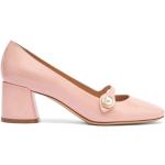 Zapatos rosas de cuero de tacón con tacón cuadrado con botones Casadei con perlas talla 37,5 para mujer 