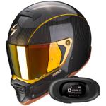 casco moto Integral EXO-HX1 Carbon SE Black Gold + Kit bluetooth 5R Lite - Talla S