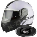 casco moto Modular Combi 2 Duo White + Kit bluetooth 5R Lite - Talla S