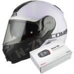 casco moto Modular Combi 2 Duo White + Kit Bluetooth SMH5 Solo - Talla M