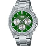 Relojes verdes de acero inoxidable de pulsera con Día y Fecha Cuarzo 24h con correa de acero Casio 5 Bar para mujer 