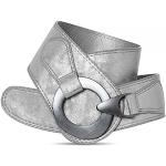 Caspar GU243 Cinturón Ancho para Mujer con Hebilla Grande de Metal, Tamaño:95, Color:plata metalizado