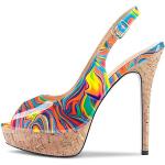 Sandalias multicolor de goma con plataforma talla 37 para mujer 