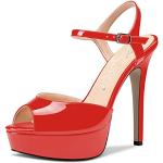 Sandalias rojas de goma de tiras talla 36 para mujer 