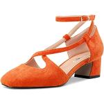 Zapatos naranja de goma de tacón talla 39 para mujer 