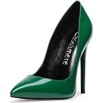 Zapatos verdes de cuero de tacón con tacón de aguja talla 38,5 para mujer 