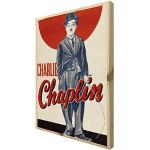 Ccretroiluminados Charlie Chaplin Cartel Vintage Iluminado con Luz Leds, Metacrilato, Multicolor, 80 x 60