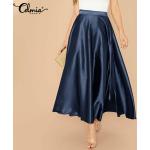 Faldas azul marino de poliester de cintura alta de otoño tallas grandes informales talla S para mujer 