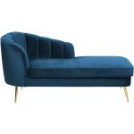 Sofás chaise longue azul marino de terciopelo rebajados acolchados Beliani 