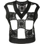 Chalecos negros de algodón de punto rebajados sin mangas de punto con crochet talla M para mujer 