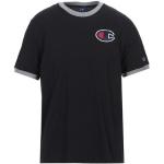 Camisetas negras de algodón de manga corta manga corta con cuello redondo con logo Champion talla S para hombre 