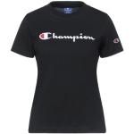 Camisetas negras de algodón de manga corta manga corta con cuello redondo con logo Champion talla XS para mujer 