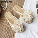 Zapatos beige de PVC de verano con tacón de 3 a 5cm floreados para mujer 