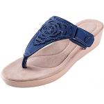 Sandalias azules de cuña con velcro con tacón hasta 3cm vintage talla 37,5 para mujer 