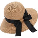 Sombreros marrones de paja de fiesta  con trenzado talla M para mujer 