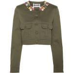 Abrigos cortos verde militar de algodón manga larga sin cuello floreados MOSCHINO talla 3XL para mujer 