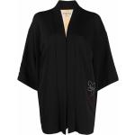 Chaquetas Kimono negras de seda tres cuartos vintage floreadas A.N.G.E.L.O con bordado Talla Única para mujer 