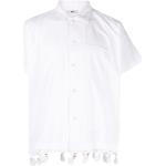 Camisas blancas de popelín de manga corta manga corta con crochet para hombre 