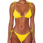 Bikinis completos amarillos vintage acolchados con lazo talla L para mujer 