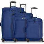 Set de maletas azul marino de poliester rebajadas con ruedas 