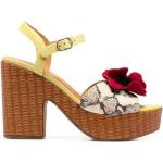 Sandalias amarillas de goma de cuero rebajadas de punta abierta floreadas Chie Mihara talla 39 para mujer 