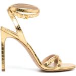 Sandalias doradas de piel de serpiente de cuero rebajadas con tacón más de 9cm con logo Michael Kors Collection talla 40 para mujer 