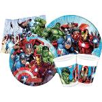 Platos multicolor de plástico Avengers en pack de 8 piezas para 8 personas 