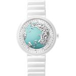 CIGA Design Reloj Automático para Mujer - Blue Planet Ice Age U Series Relojes de Cerámica Estilo de Moda, Cristal de Zafiro, con Correa de Cerámica y Silicona