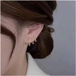 Ear cuffs doradas de vidrio vintage para mujer 