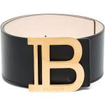 Cinturones anchos negros de cuero largo 75 con logo BALMAIN para mujer 