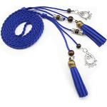 Cinturones azules de cuero de cuero  trenzados con trenzado para mujer 