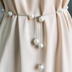 Cinturones cadena grises de perlas largo 110 con perlas para mujer 