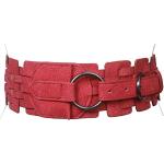 Cinturón elástico trenzado de 3 pulgadas (75 mm) de ancho de cintura alta de moda con anillo plegable - rojo - L/XL/ 89/99 cm