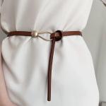 Cinturones marrones de cuero con hebilla  largo 130 informales para mujer 