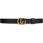 Cinturones negros de cuero de cuero  largo 105 con logo Gucci Marmont para mujer 