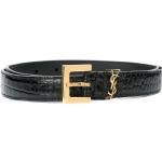 Cinturones negros de piel de serpiente de cuero  largo 105 con logo Saint Laurent Paris para mujer 