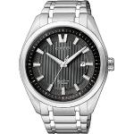 Relojes negros de plata de pulsera redondos impermeables Zafiro analógicos Citizen para hombre 