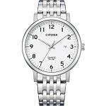 Relojes plateado de plata de pulsera redondos con fecha Cuarzo con correa de plata Citizen para hombre 