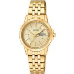 Relojes dorados de acero inoxidable de pulsera Cuarzo analógicos Citizen 3 Bar para mujer 