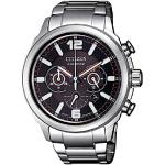 Relojes negros de acero de pulsera impermeables con fecha Cronógrafo Citizen Eco Drive 10 Bar para hombre 