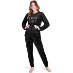 Pijamas negros de poliester dos piezas talla L para mujer 