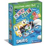 Clementoni Educational Games-2 in 1 The Smurfs-Juego Educativo 3 años (Italiano, Inglés, Francés, Alemán, Español, Holandés Y Polaco), Made In Italy, Multicolor (18285)