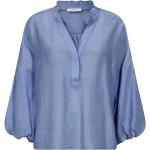 Blusas azules de poliamida Tencel con escote V con volantes talla L para mujer 