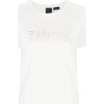 Camisetas blancas de algodón de manga corta rebajadas manga corta con cuello redondo con logo PINKO para mujer 