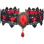 Collares rojos de perlas de perlas góticos floreados para mujer 