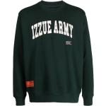 Ropa verde de algodón de invierno  manga larga cuello redondo college con logo Izzue para hombre 