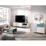 Conjunto comedor 3 muebles con aparador color natural y esmeralda IberoDepot F4203742